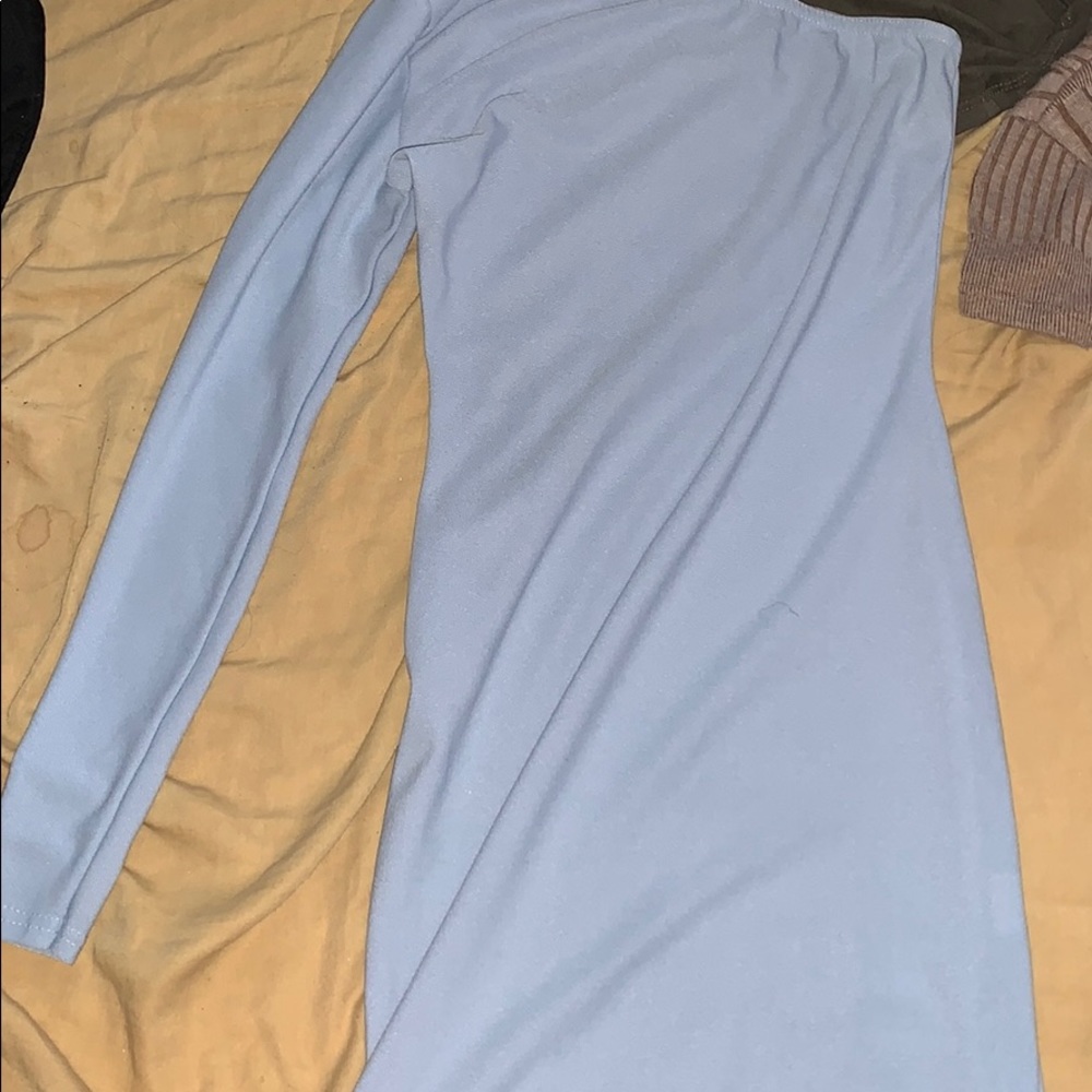 Light blue off shoulder dress